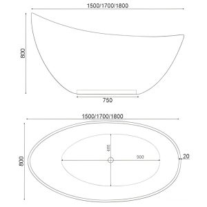 Bồn tắm nằm Oval Acrylic RY616