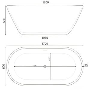 Bồn tắm nằm Oval Acrylic RY616