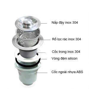 Chậu rửa bát inox 2 hố cân Zento HD8245-304HM-C phong cách hiện đại