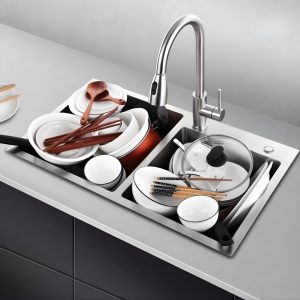 Chậu rửa chén bát 2 hố Zenkin ZK8045-201 inox bền đẹp