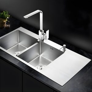 Chậu rửa chén bát inox 2 hố cân có bàn chờ HD10048-304K