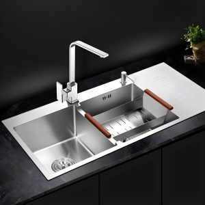 Chậu rửa bát inox 304 hai hố cân kèm bàn chờ tiện lợi