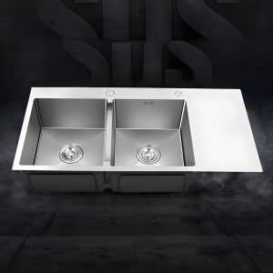 Chậu rửa bát 2 hố cân inox 304 tích hợp bàn chờ