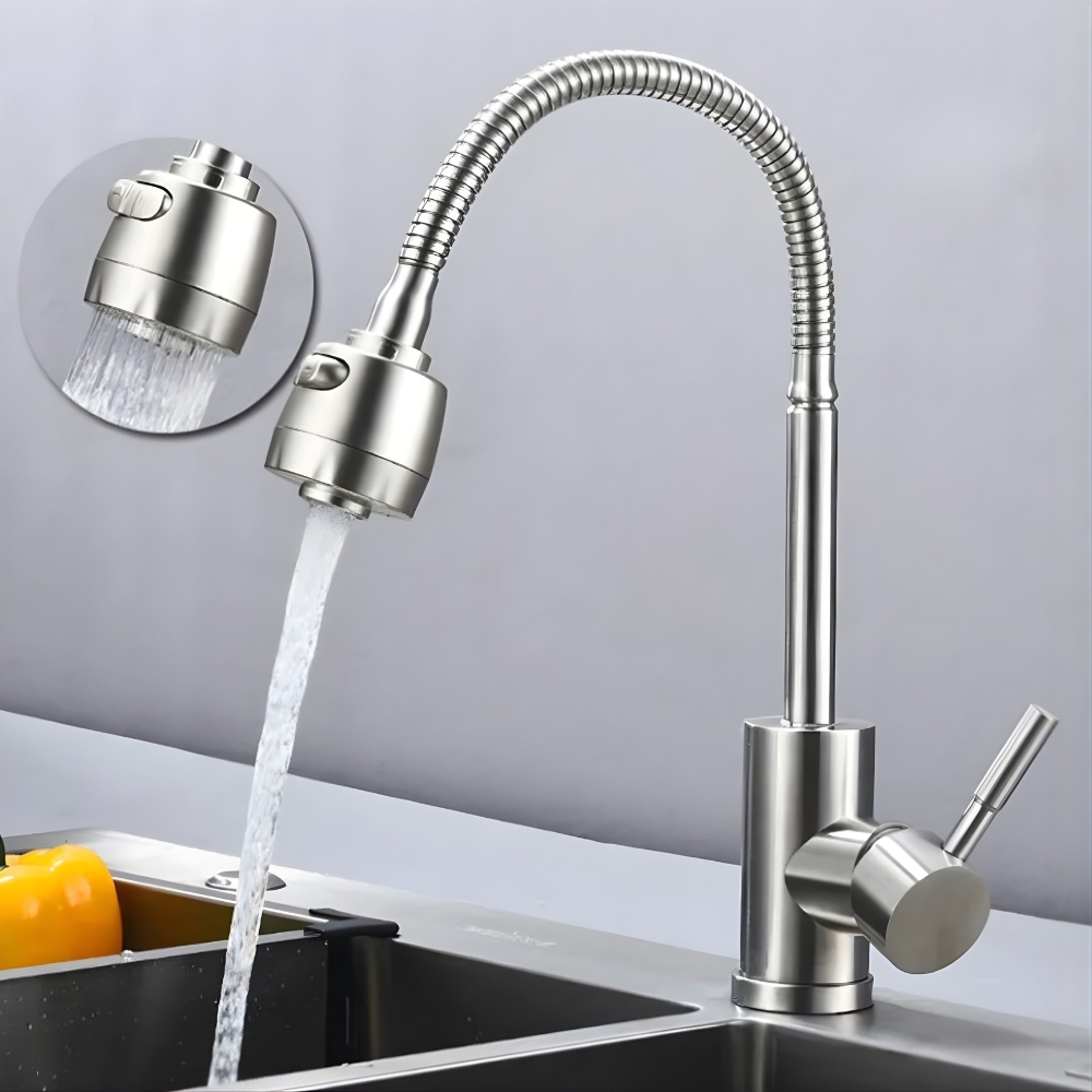 Vòi rửa chén bật nóng lạnh thân mềm sus2405 tiện nghi cho gia đình