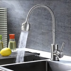 Vòi rửa chén bật nóng lạnh thân mềm sus2405 thiết kế đơn giản