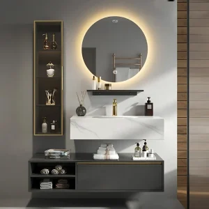 Bộ tủ, chậu âm, bàn đá, gương Led Lavabo ZT-LV8958