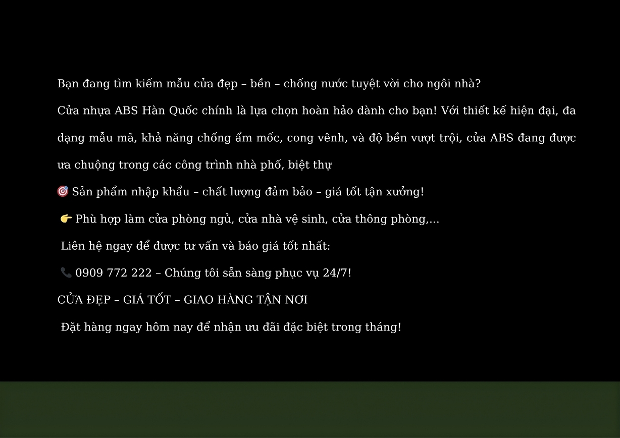 Cửa ABS Hàn Quốc 324 chính hãng, chất lượng cao
