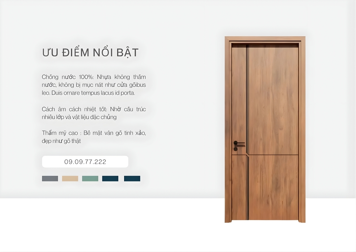 Cửa ABS Hàn Quốc 541 phù hợp lắp đặt nhà phố