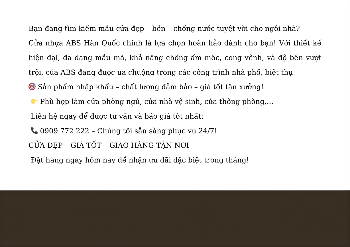 Hình ảnh cửa ABS Hàn Quốc 951 trong không gian thực tế