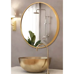Gương tròn khung hợp kim nhôm LE906-Gold