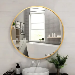 Gương tròn khung hợp kim nhôm LE906-Gold
