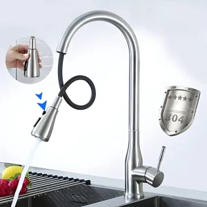 Vòi rửa bát nóng lạnh inox 304 SUS5506 (Dây rút)