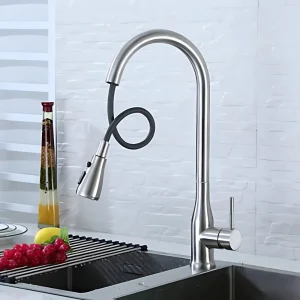 Vòi rửa bát nóng lạnh inox 304 SUS5506 (Dây rút)