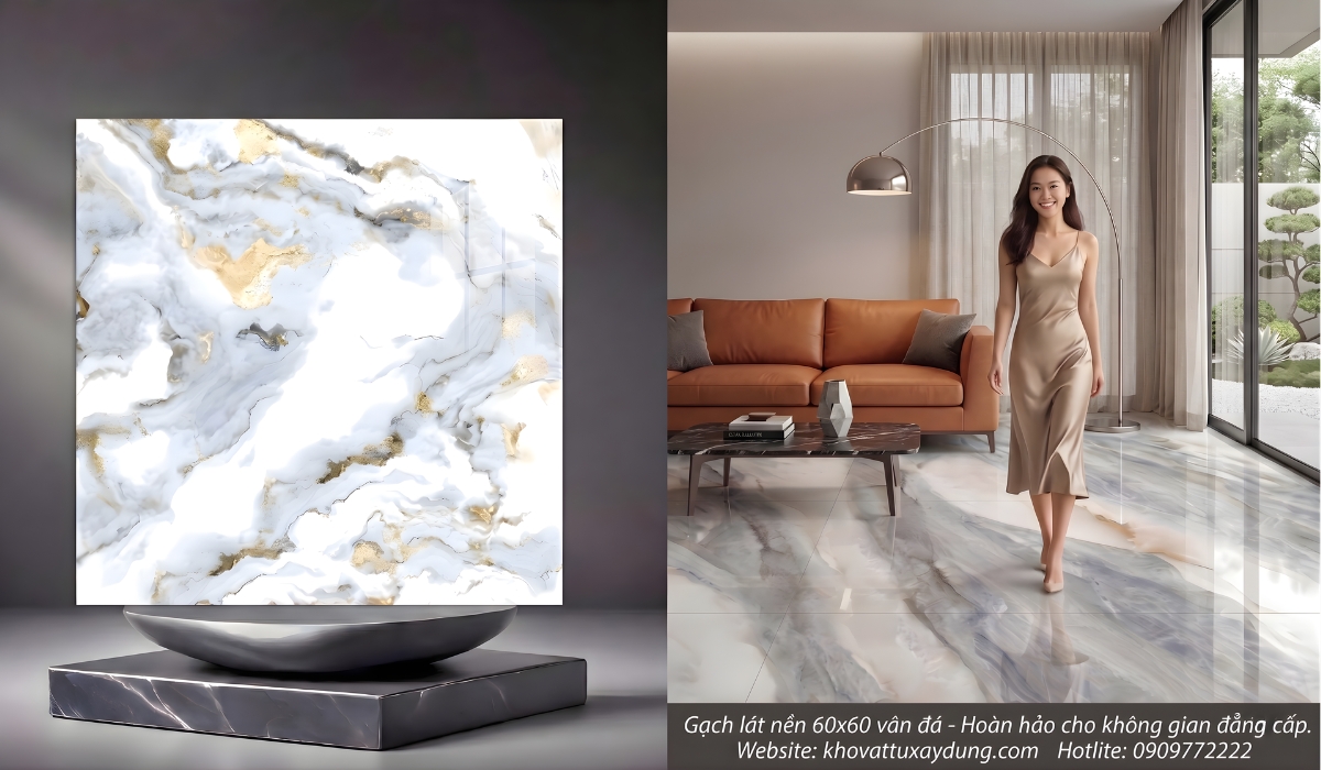 Gạch lát nền 60x60 vân đá sang trọng