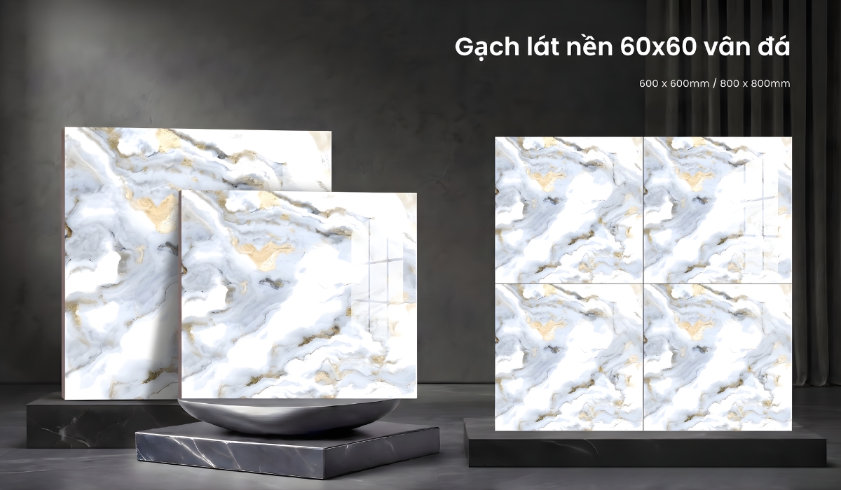 Gạch lát nền 60x60 vân đá tiện sạch đẹp