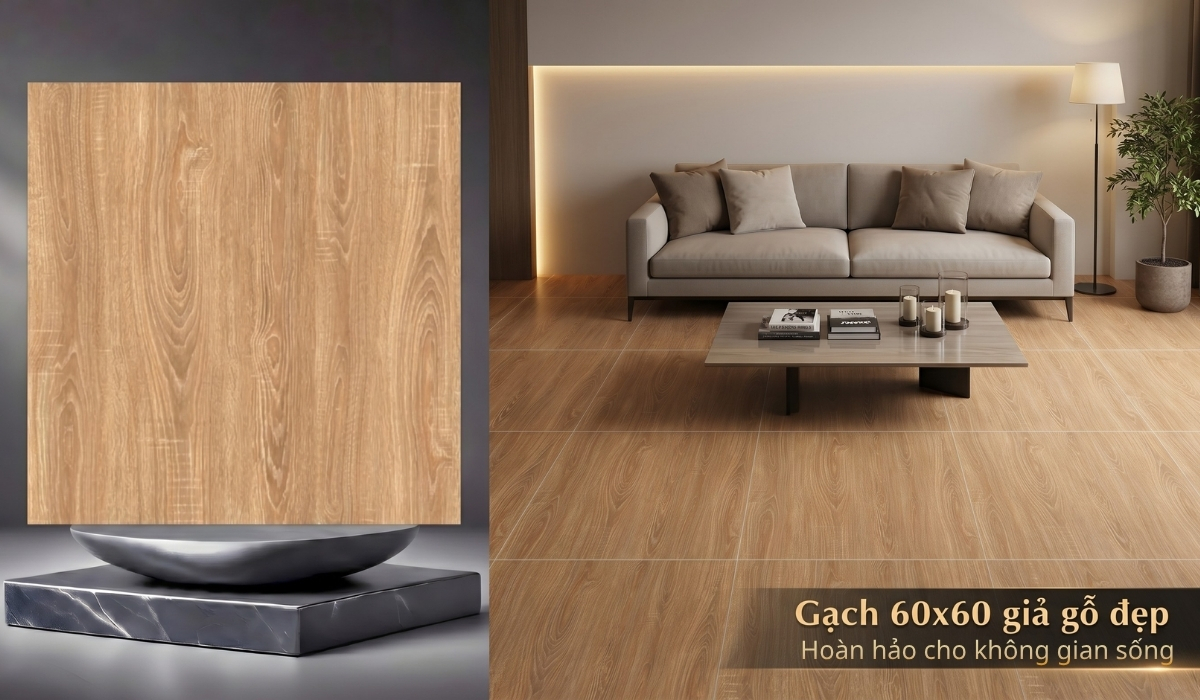 Gạch 60x60 giả gỗ đẹp sang trọng