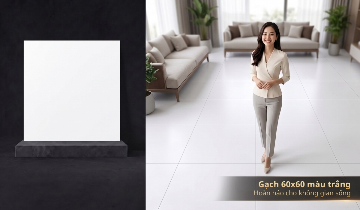 Gạch 60x60 màu trắng sang trọng