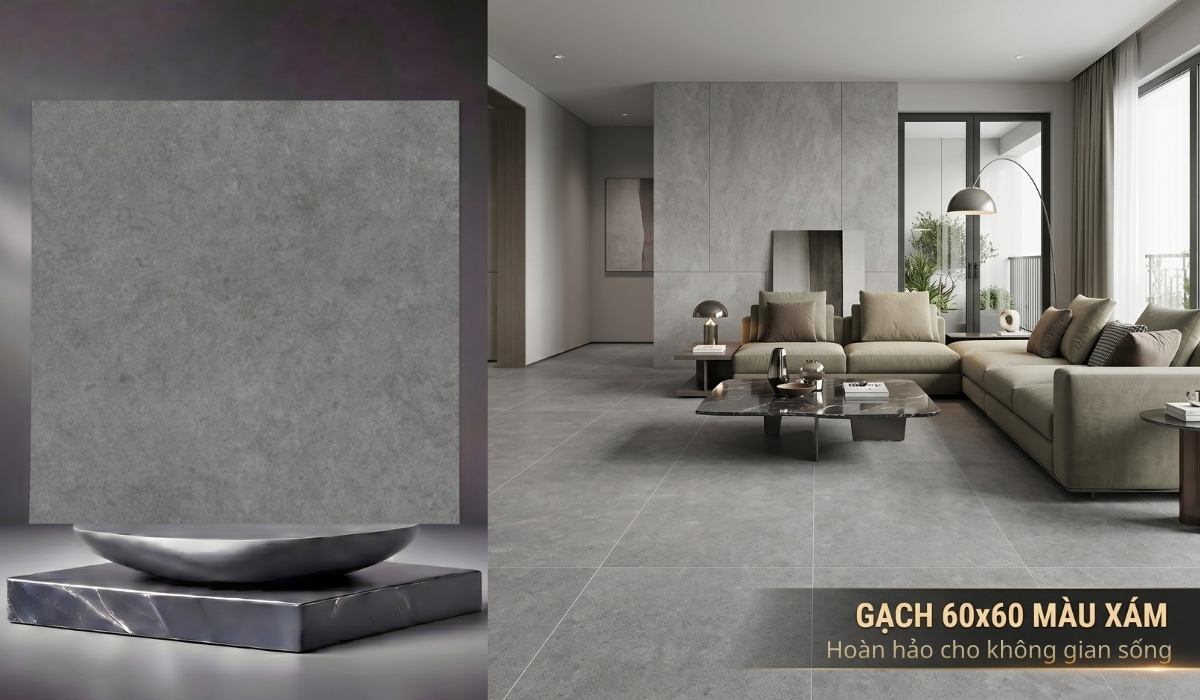 Gạch 60x60 màu xám sang trọng