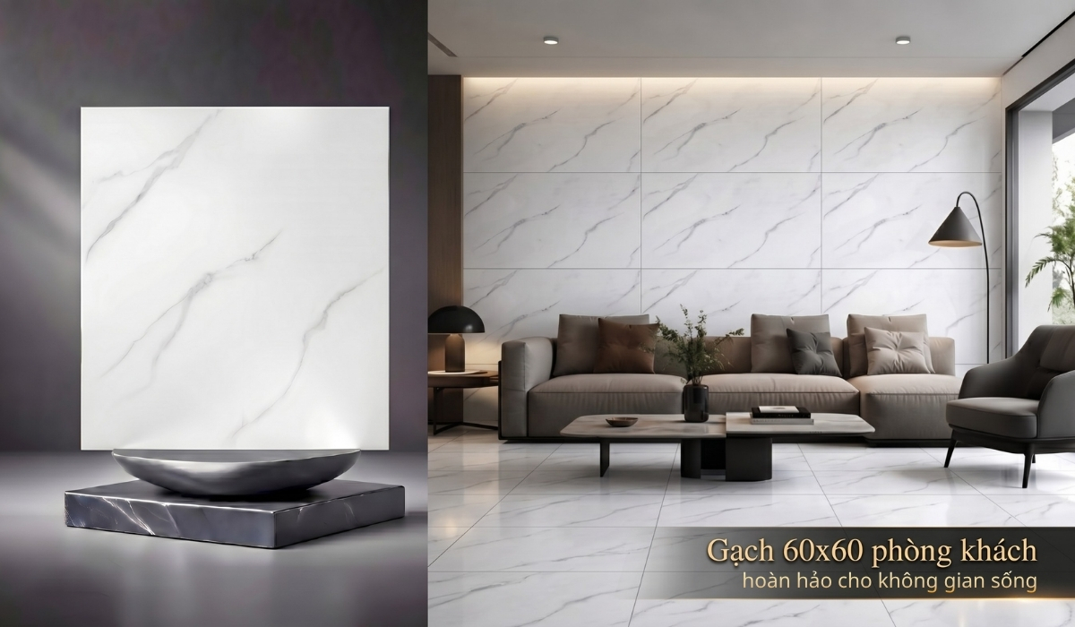 Gạch 60x60 phòng khách sang trọng