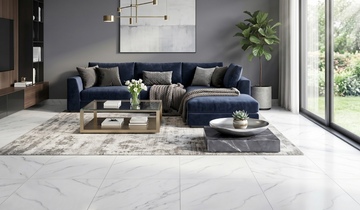 Gạch 60x60 phòng khách át mẻ và thoáng mát