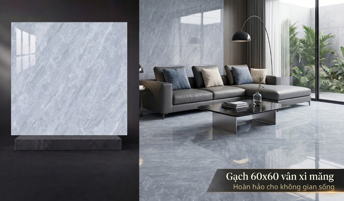Gạch 60x60 vân xi măng sang trọng