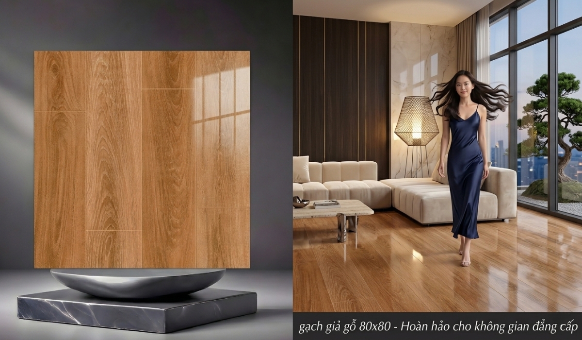 Gạch giả gỗ 80x80 sang trọng