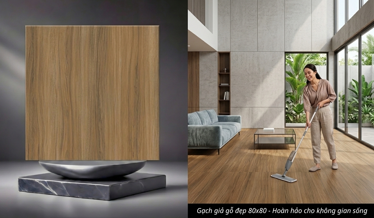 Gạch giả gỗ đẹp 80x80 sang trọng