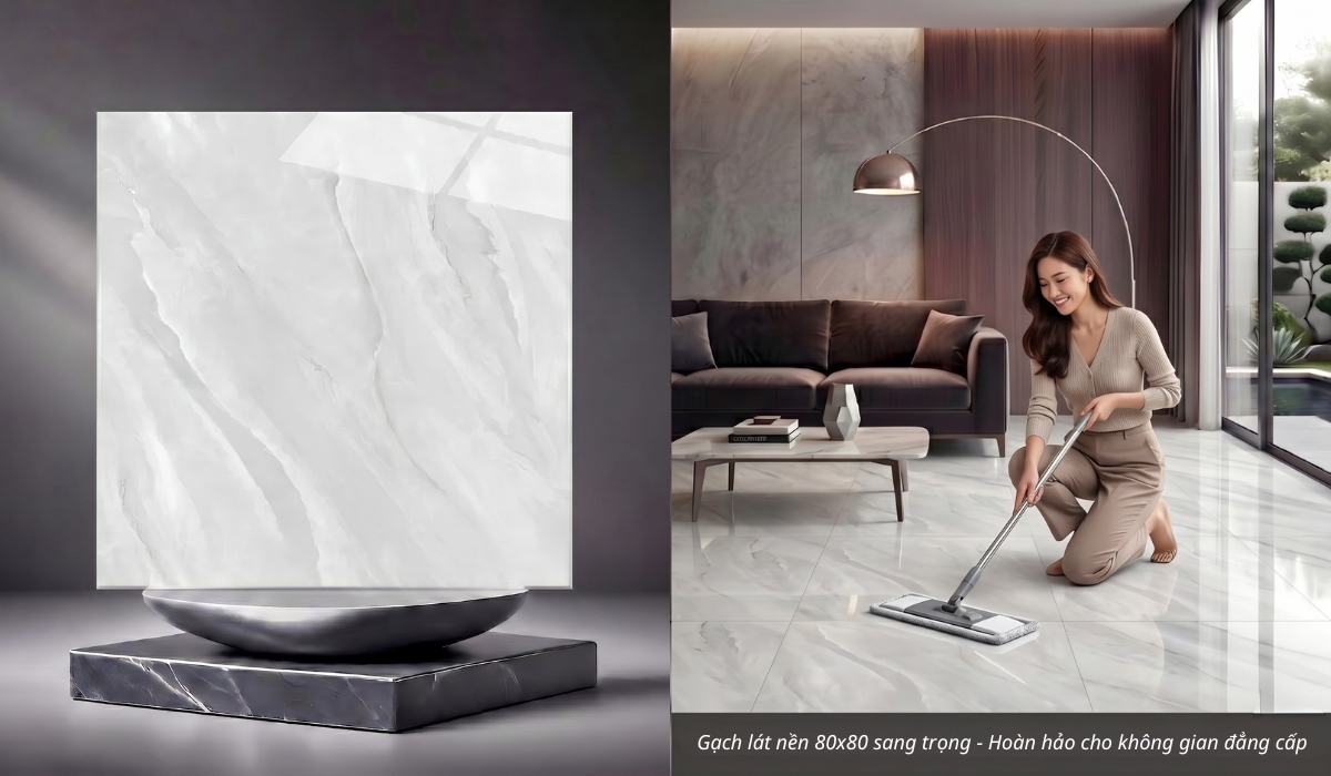 Gạch lát nền 80x80 sang trọng được ưa chuộng