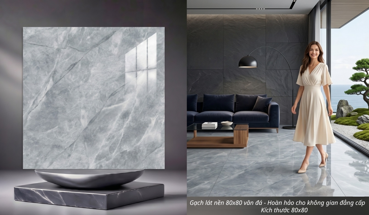 Gạch lát nền 80x80 vân đá sang trọng