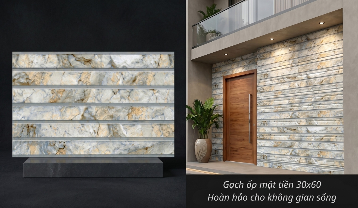 Gạch ốp mặt tiền 30x60 sang trọng