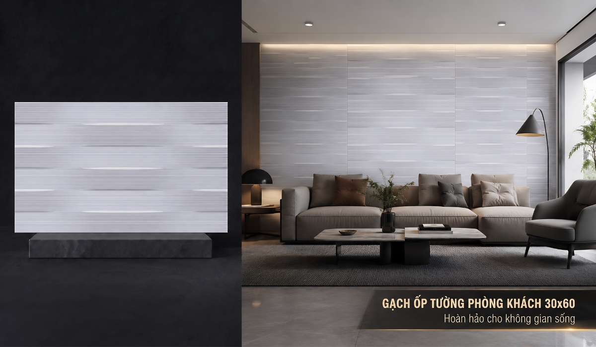 Gạch ốp tường phòng khách 30x60 sang trọng