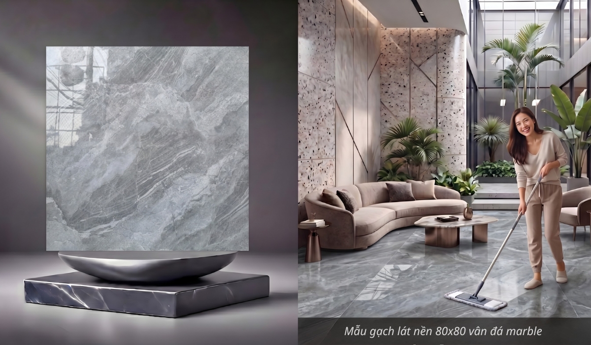 Mẫu gạch lát nền 80x80 vân đá marble sang trọng