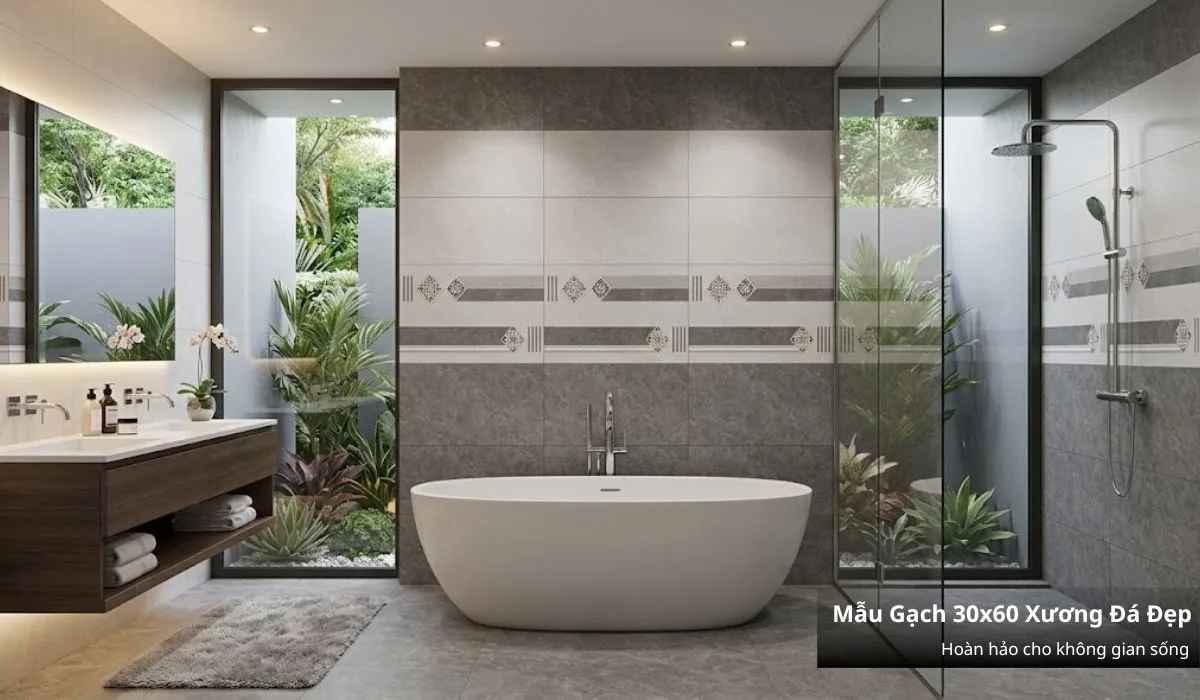 Mẫu gạch 30x60 xương đá ốp nhà tắm chống thấm xu hướng hiện nay 