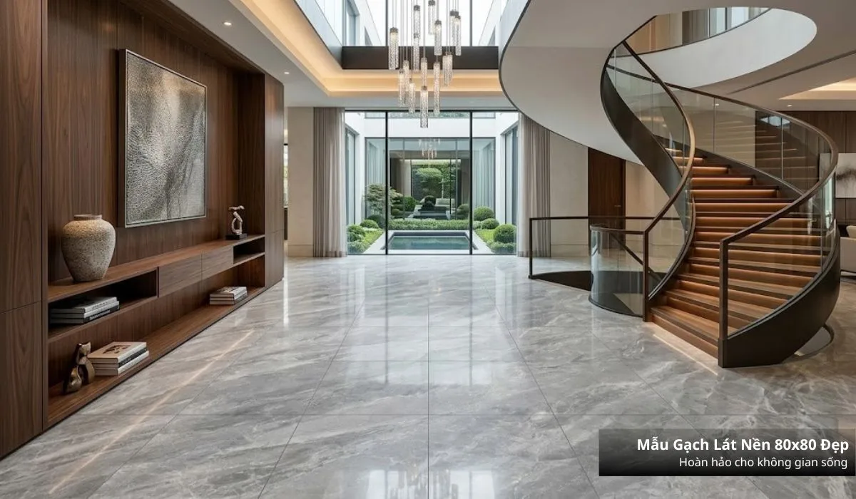 Mẫu gạch lát nền 80x80 đồng tâm sang trọng 
