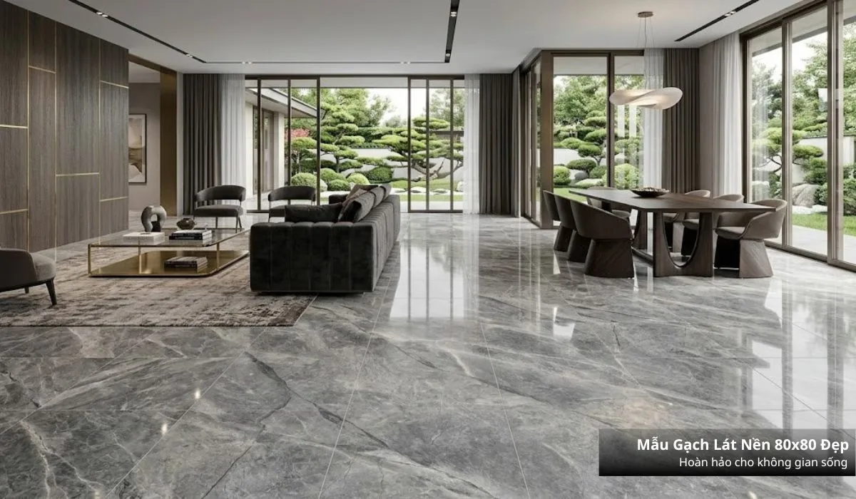 Mẫu gạch lát nền phòng khách 80x80 đẹp được ưa chuộng 