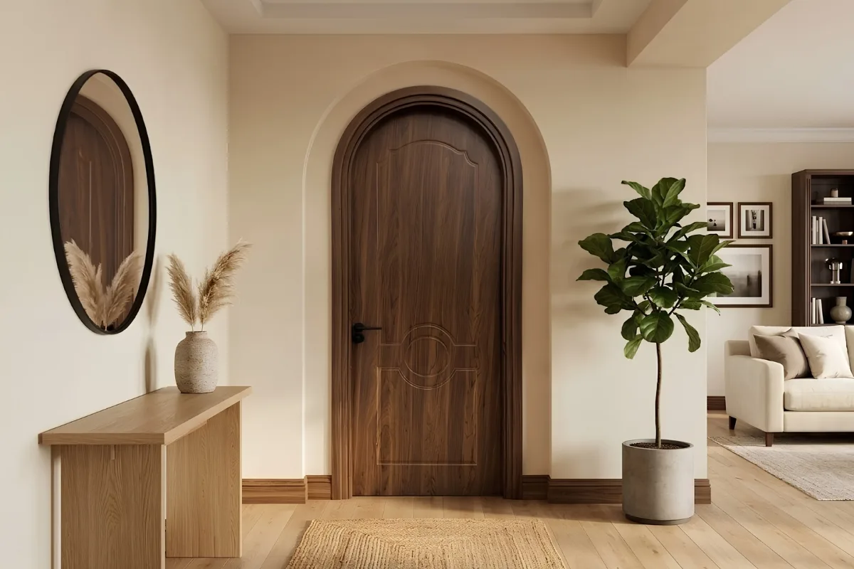 Cửa nhựa composite màu gỗ xu hướng hiện đại